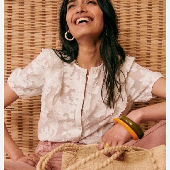 Sezane Tops - Sezane Jordanna White Floral Lace Blouse